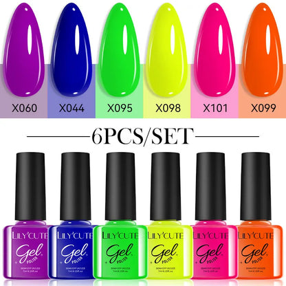 LILYCUTE Set de 6 Esmaltes gel UV de Uñas.