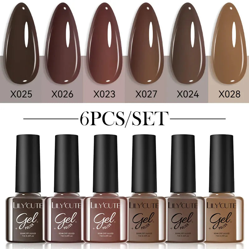 LILYCUTE Set de 6 Esmaltes gel UV de Uñas.