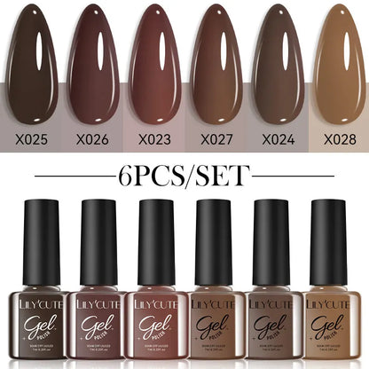 LILYCUTE Set de 6 Esmaltes gel UV de Uñas.