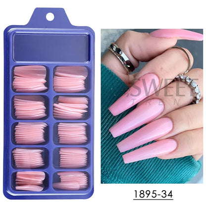 Set of 100 Nude Pink False Nails.