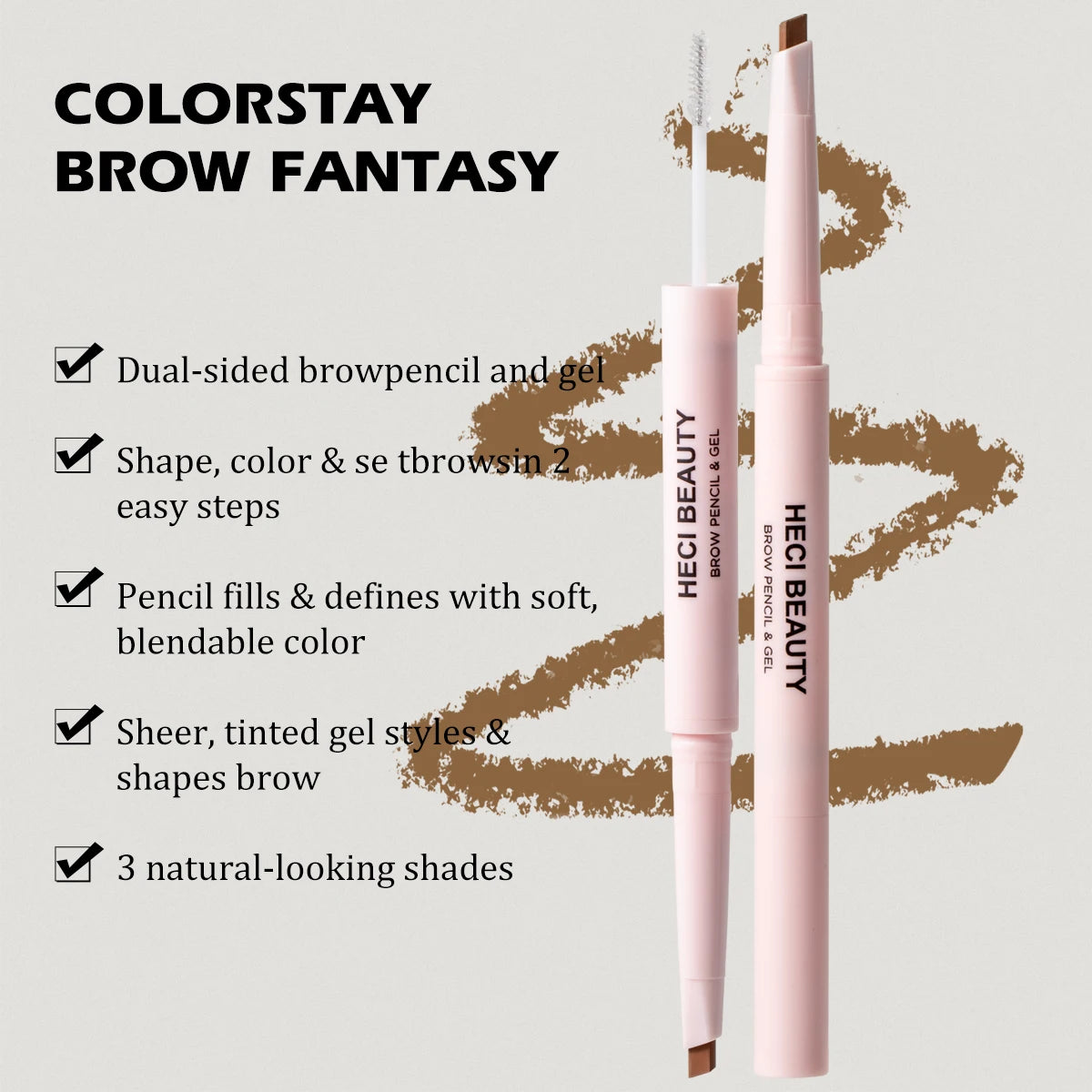 Lápiz y Gel Fijador para Cejas HECI BEAUTY