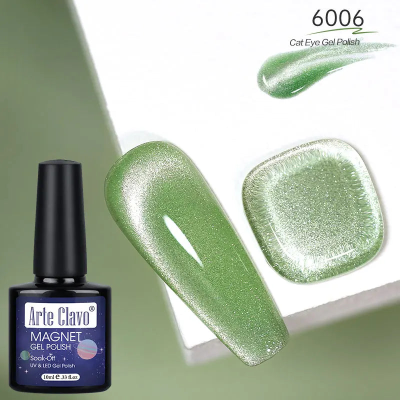 12 Metallic Cat's Eye Gel Polish Nail Art