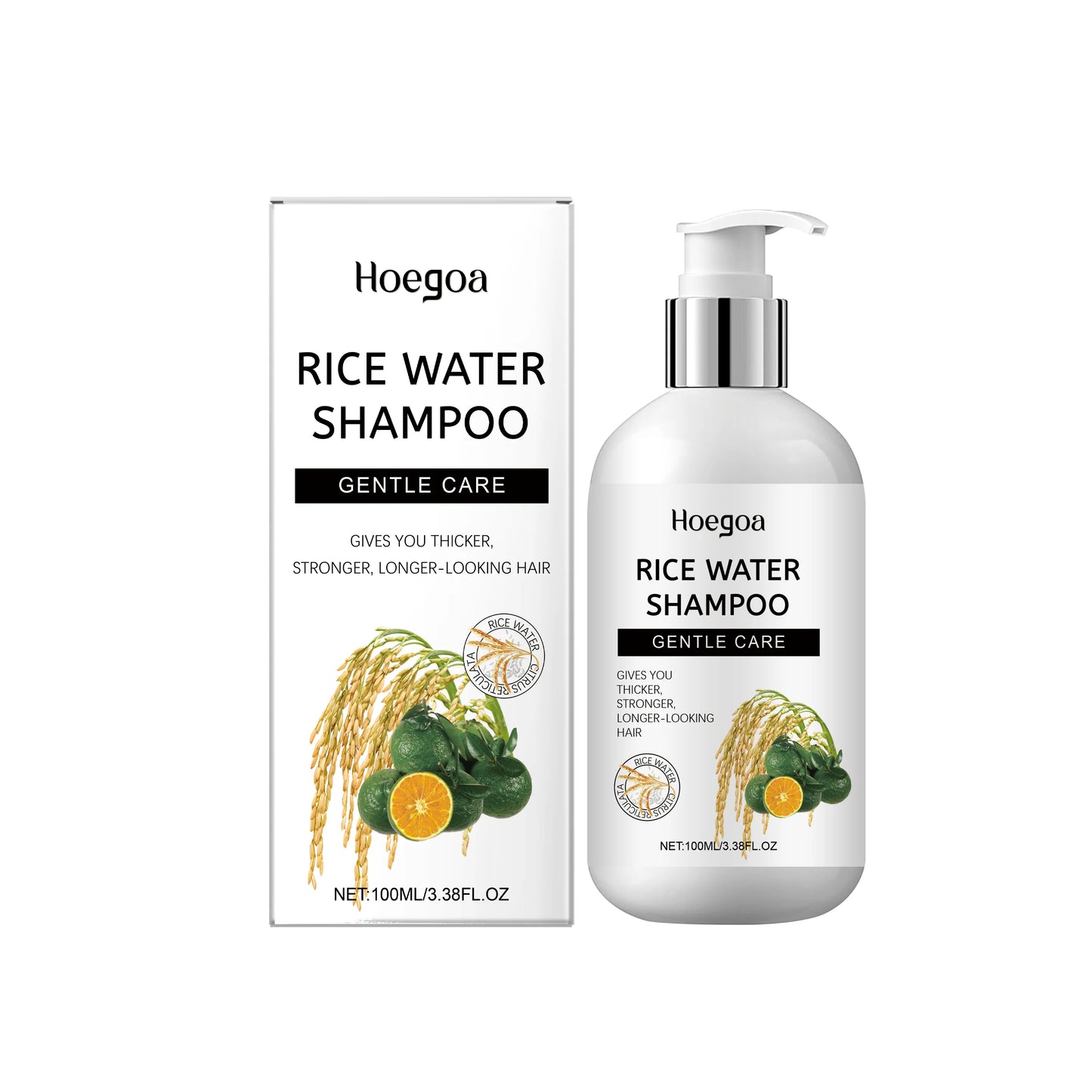 HOEGOA Champú de agua de arroz, para un cabello fuerte suave y largo.