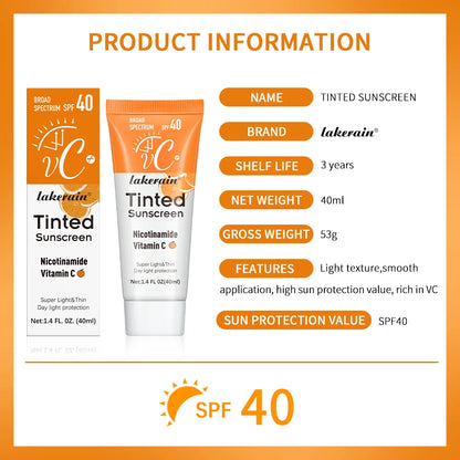 Protector solar con color para el rostro con nicotinamida y vitamina C SPF40+