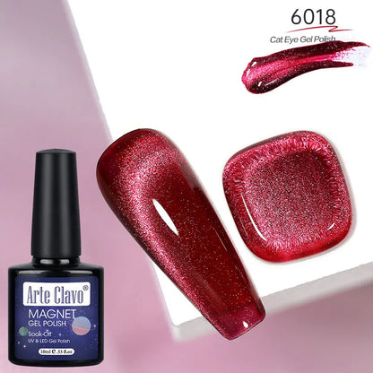 12 Metallic Cat's Eye Gel Polish Nail Art