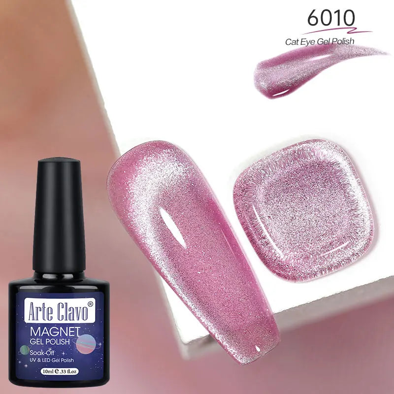 12 Metallic Cat's Eye Gel Polish Nail Art