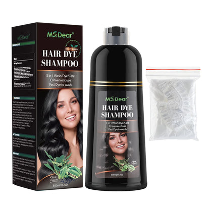 500ml Instant Black Dye Shampoo Black Brown Hair Coloring Natural Herbal Ginseng Hair Repair Shampoo Gray White Hair Dyed Black