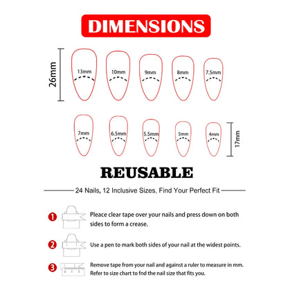 Set of 24 Short False Nails.