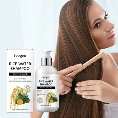 HOEGOA Champú de agua de arroz, para un cabello fuerte suave y largo.