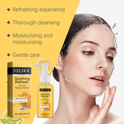 Gel de cúrcuma, desmaquillante y refrescante para una piel sin imperfecciones.