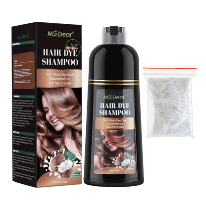 500ml Instant Black Dye Shampoo Black Brown Hair Coloring Natural Herbal Ginseng Hair Repair Shampoo Gray White Hair Dyed Black