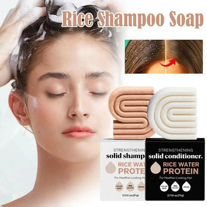 STRENGTHEINING Champú  con acondicionado en barrar, fortalecedor con proteína de agua de arroz.