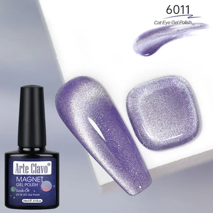 12 Metallic Cat's Eye Gel Polish Nail Art