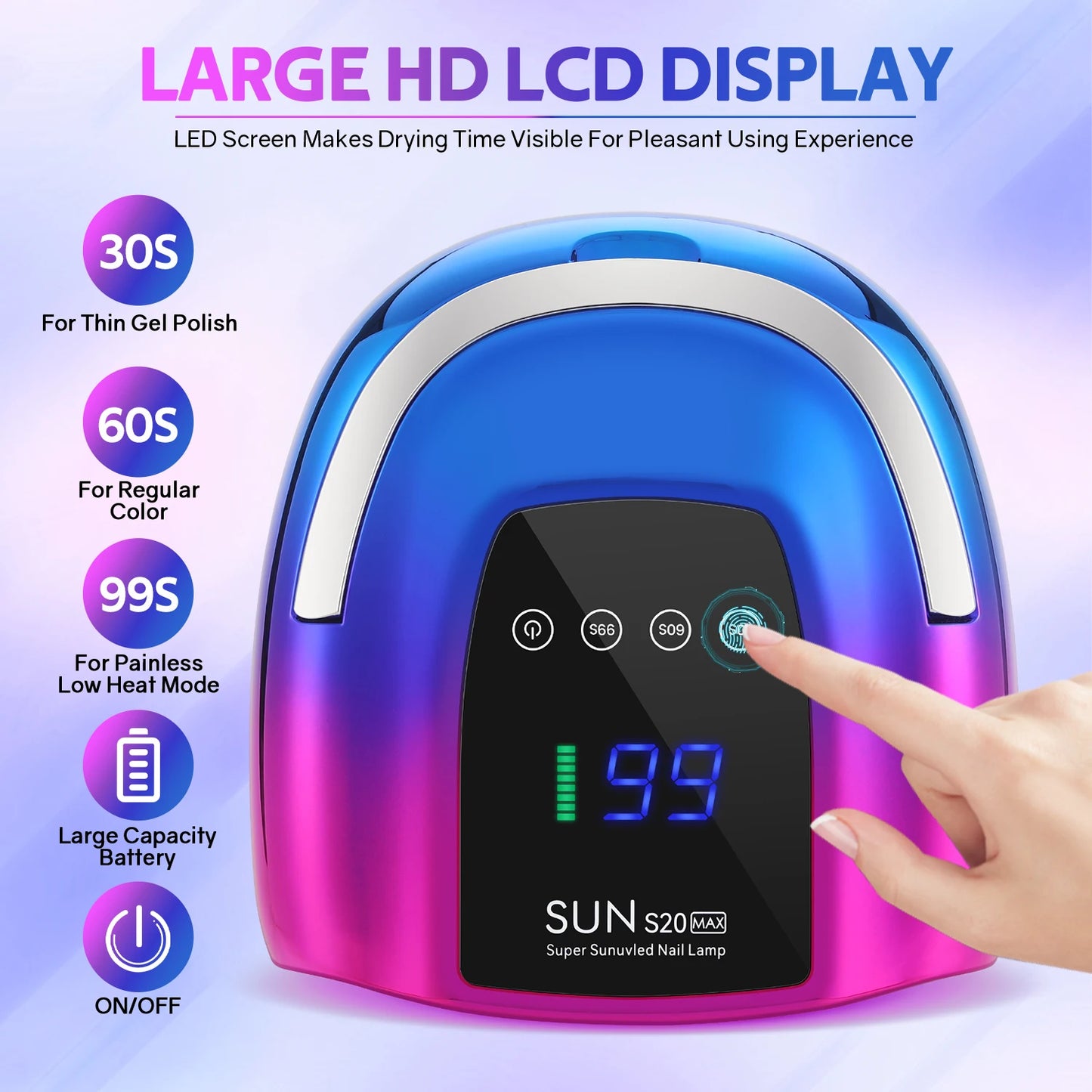 SUNS20 Lámpara  de 200w uv/led para curar esmalte de uñas,