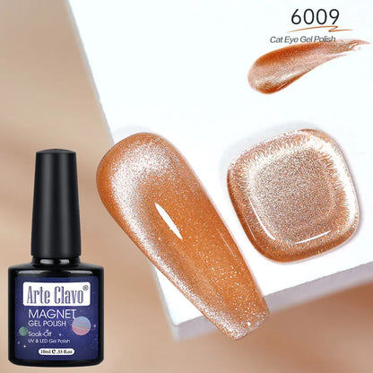 12 Metallic Cat's Eye Gel Polish Nail Art