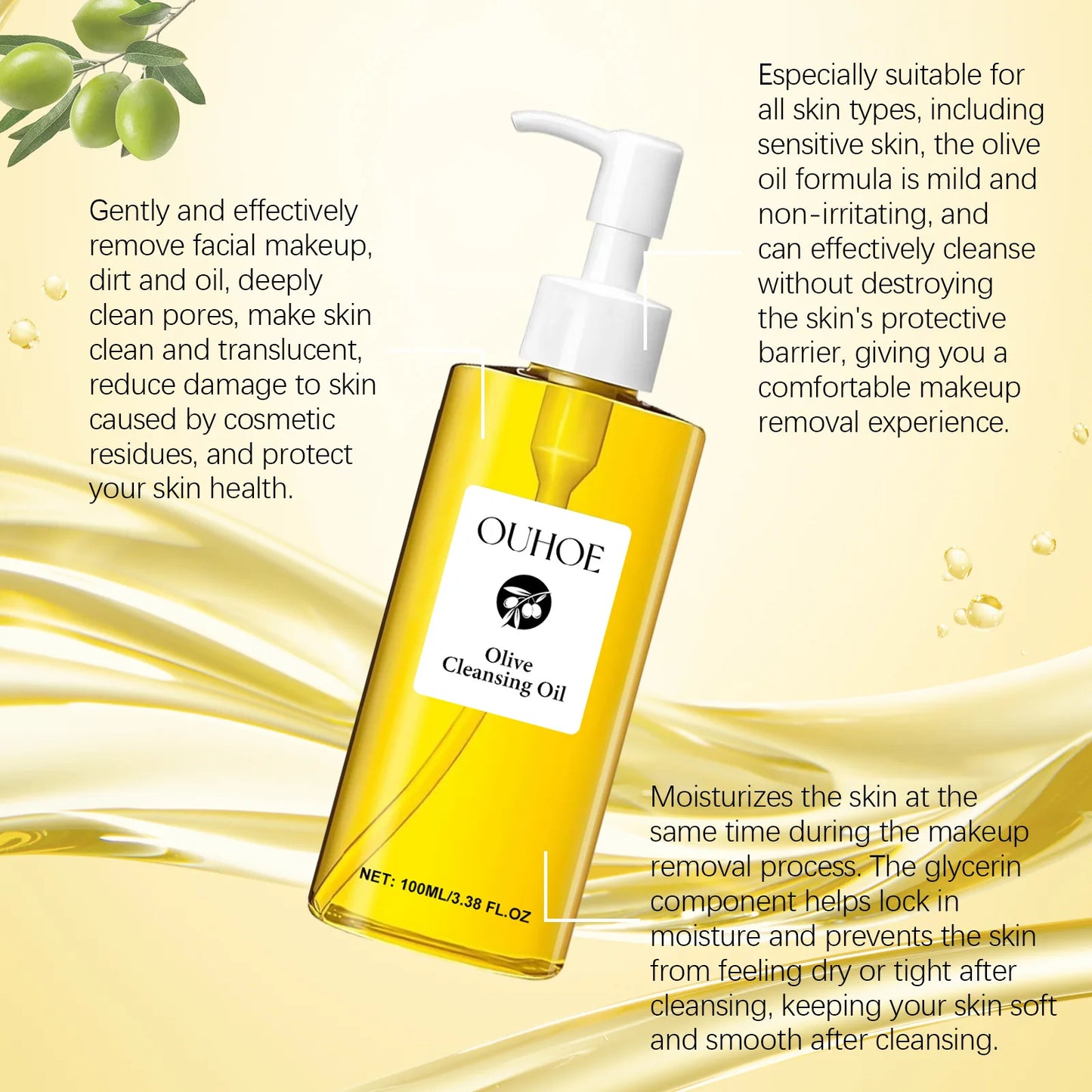 Aceite de oliva, desmaquillante eliminándolo con facilidad.