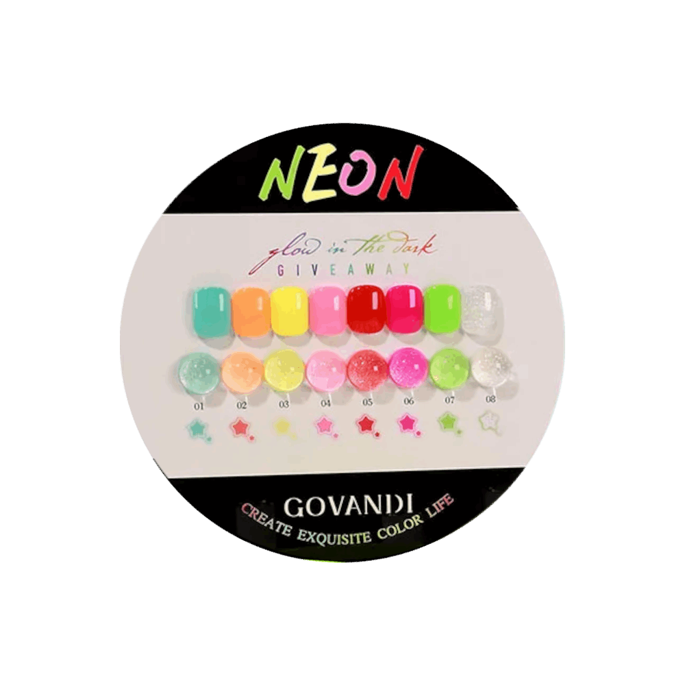 GOVANDI set de 8 colores de esmalte efecto neón con secado UV