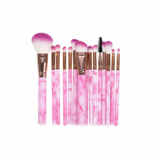 Set de 15 Brochas de Maquillaje Mármol.