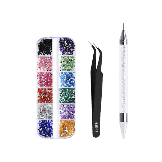 7 paletas de 12 colores de Piedras y Rhinestones 3D