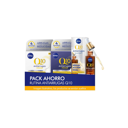 NIVEA Q10 Savings Pack - Double Action Anti-Wrinkle Serum + Day Cream SPF30 + Night Cream