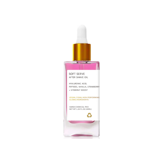 Aftershave oil with hyaluronic acid.